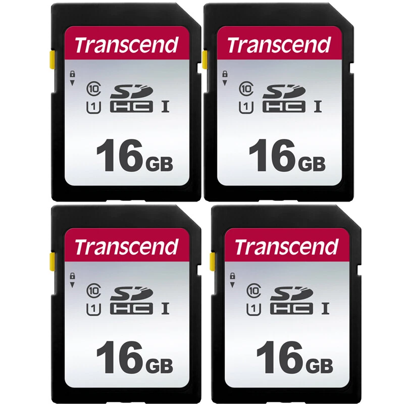 4 Pack Transcend 16GB Class 10 SDHC Memory Card for Canon, Nikon, Fuji Cameras  - Image 1 of 3