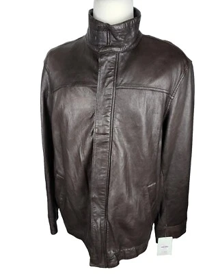 Merona Mens Sz XL Brown Color Soft Washed Leather Coat SH3 - Image 1 of 4