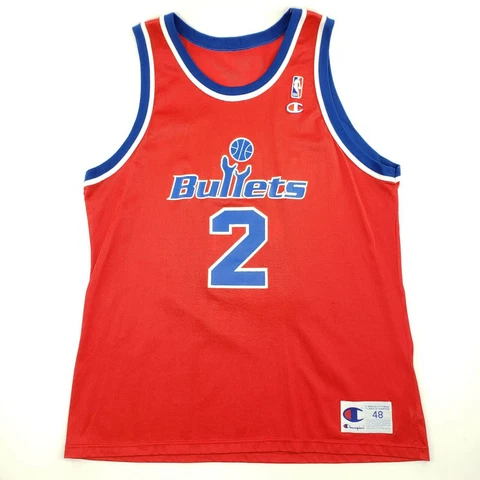 Vintage Champion Chris Webber Washington Bullets #2 Jersey 48 XL NBA 90s RARE Cover