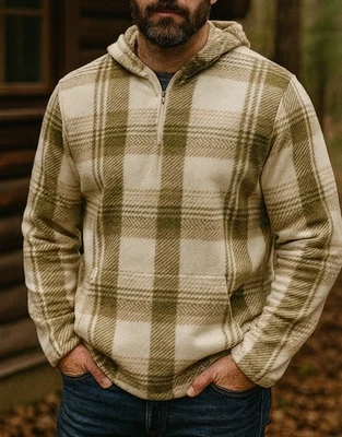 全新带标签 O’Neill Fleece 连帽衫 2XL 半拉链套衫超柔软极地格子 — 第 1/4 张图片