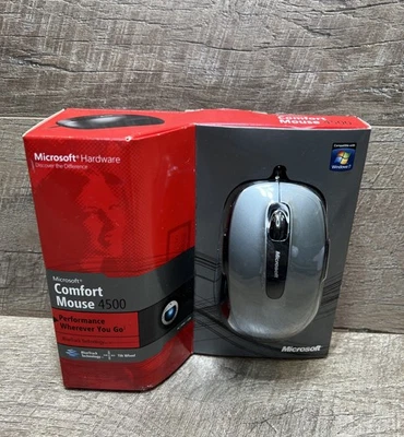 Microsoft Comfort Mouse Black/Grey 4500 PC MAC USB 4FD-00006 Tilt Wheel - NEW - Image 1 of 4