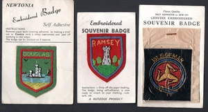 3 x Isle of Man Souvenir cloth badges from 1960s - Picture 1 of 4