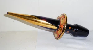 VINTAGE FRENCH COBALT BLUE GLASS BOTTLE STOPPER GOLD OVERLAY VICTORIAN DESIGN - Picture 1 of 9