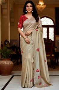 Georgette sari bollywood ropa de fiesta lentejuelas diseñador secuencia hilo línea sari - Imagen 1 de 5