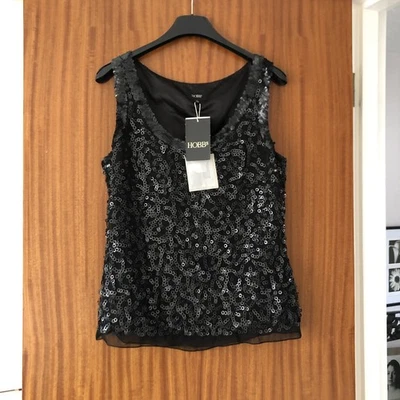 Hobbs Ladies BNWT Black Pewter Circle Sequin Chiffon Silk Occasion Party Top, 10 - Image 1 of 4