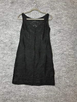 Vestido Elie Tahari Mujer Mediano Negro Funda Bordada Texturizado Cóctel Fiesta Foto 1 de 4