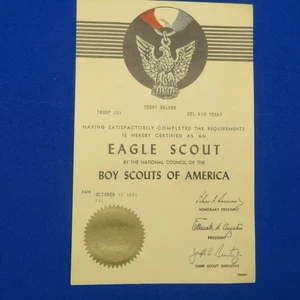 Boy Scouts Of America Eagle Scout Certificate 1961 Del Rio Texas 2511C1 - Picture 1 of 5