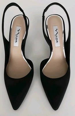 Zapatos de salón NINA60S negros satinados talla 7,5 M tacón medio Foto 1 de 4