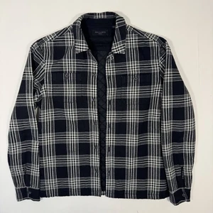 AllSaints Fayette Black Plaid Quilted Overshirt Shacket M Cotton Layering Fall - Picture 1 of 7