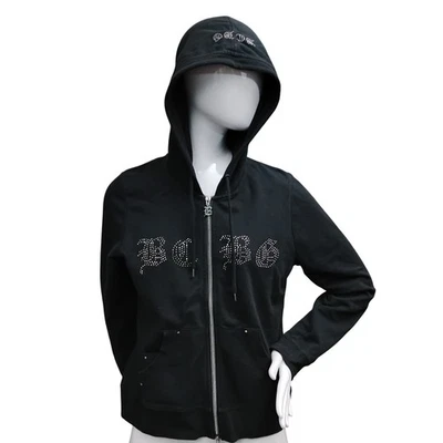 BCBG Maxazria Sudadera con Capucha Cremallera Completa Sudadera Talla Grande Negro Joya Logo Foto 1 de 4
