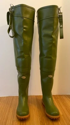 Stivali Di Gomma Superga Tutta Coscia Waders Verde Suola Alpina Taglia 41 - Immagine 1 di 4