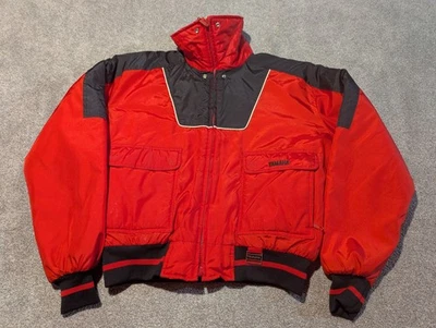 Vintage Yamaha Jacket Mens Large Red Black Maxim Wear Snowmobile Racing Bomber  - Image 1 of 4