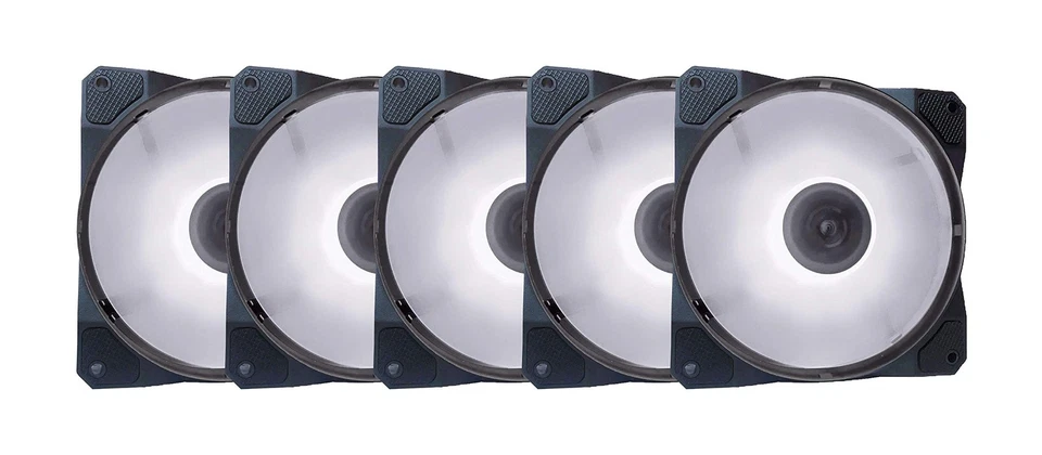 120mm White LED Ultra Silent Case Fan 5 Pack Anti-Vibration Pads gaming - Image 1 of 4