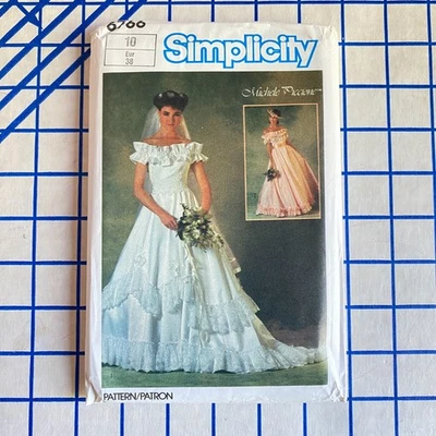 Womens Uncut 1980s Wedding Dress Bridesmaid Pattern Size 10 Simplicity 6766 - Image 1 of 4