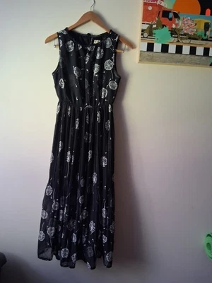 Maison Jules Maxi Black Dress Dandillion Floral Print Size Small - Image 1 of 4
