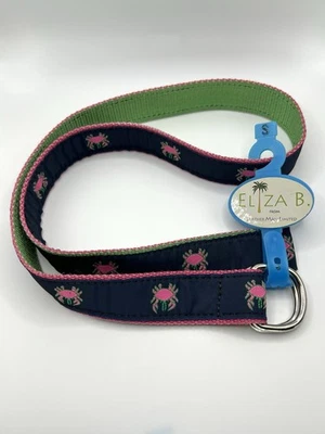 Eliza B Belt Women’s Small Crab Embroidered Nylon USA Made Leather Man Ltd NWT - Image 1 of 4