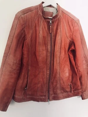 Milestone Lederjacke Damen Gr. 44 Used Look Helles Rot - Bild 1 von 4