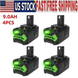 4X For Ryobi 9.0Ah Lithium P108 Battery Replacement P203 P106 P107 BPL-1815 18V - Picture 1 of 5