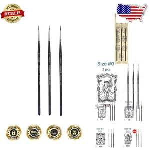 Artisan Kolinsky Sable Brushes Set - 3 Identical Fine Detail Tools for Artists - Picture 1 of 11