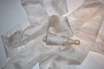 Tariff FREE Ironing amazing silk ribbon Hand dyed White 5 yards on spool - Image 1 of 3