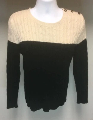 Suéter tejido yugo metálico negro/dorado Charter Club para mujer talla grande Foto 1 de 4