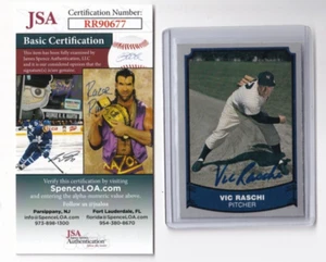 Vic Raschi Yankees REAL hand SIGNED 1988 Pacific Legends baseball card JSA COA - Picture 1 of 2