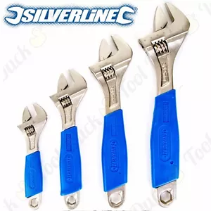 GENUINE SILVERLINE UP TO 38mm ADJUSTABLE WRENCH/SPANNERS Small/Large Soft Grip - Picture 1 of 8
