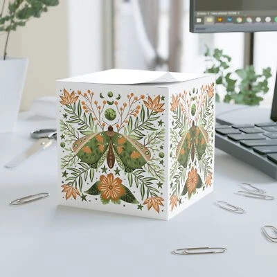 Botanical Butterfly Note Cube - Whimsical Office Decor Gift, Sticky Notes - Image 1 of 4
