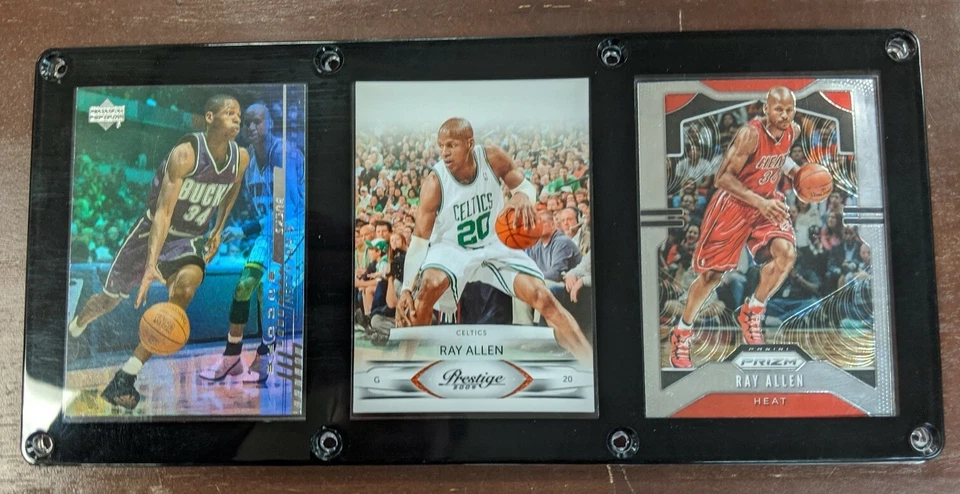 RAY ALLEN 3 CARD PLAQUE MILWAUKEE BUCKS BOSTON CELTICS MIAMI HEAT - Image 1 of 1