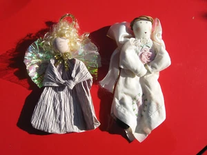 2 VINTAGE HAND MADE CHRISTMAS ANGELS by THEREA STEPHENS Hand-Painted 1 SIGNED - Picture 1 of 7