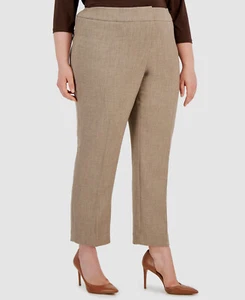 Kasper Women's Beige Mid-Rise Slim Leg Pebble Ankle Pants Plus Size 18W - Picture 1 of 2