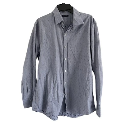 ZACHARY PRELL Men's Blue Button Up Polka Dot Long Sleeve Casual Shirt-LARGE - Image 1 of 4