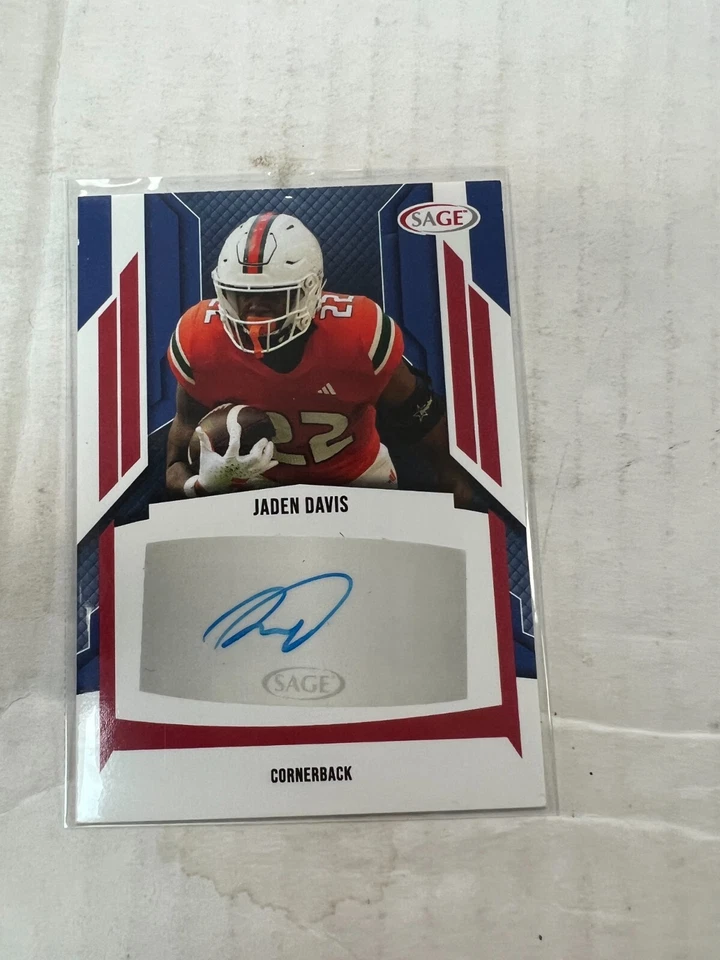 Jaden Davis 2024 SAGE HIT Rookie Auto Red Parallel #A-JD2 NrMt - Image 1 of 1