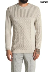 BALDWIN NWT $348 TIERNEY CREW NECK 100% MERINO WOOL WHITE SWEATER. SZ L - Picture 1 of 8