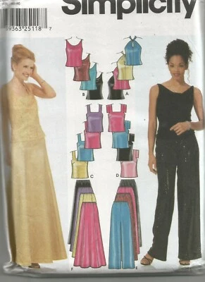 9833 Simplicity Sewing Pattern UNCUT Halter Top Pants Skirt Size 12 to 18 - Image 1 of 4