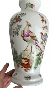 Vtg Mark Roberts Vase Hand Painted Birds Butterflies Asian Style 12.5” Tall - Picture 1 of 12