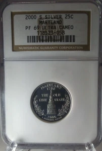 2000 S Proof 25c Maryland State Silver Quarter Dollar NGC PF69 Ultra Cameo - Picture 1 of 2