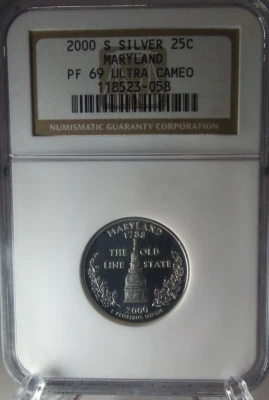 2000 S Proof 25c Maryland State Silver Quarter Dollar NGC PF69 Ultra Cameo - Image 1 of 2