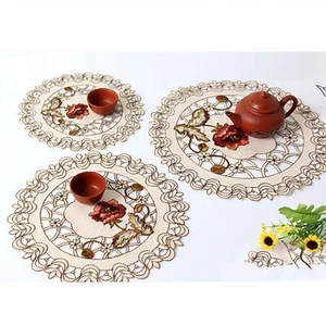 Embroidered Lace Tablecloth Floral Table Runner Doily Satin Wedding Dining Decor - Picture 1 of 26