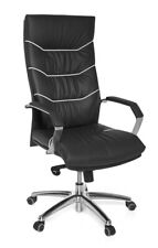 Bürostuhl in Schwarz aus Echtes Leder - 55x60x126cm (LxBxH)