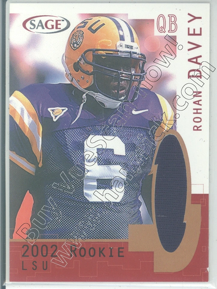 rohan davey rookie draft rc jersey patch lsu bengal tigers college 20 card 2002 - Image 1 of 1