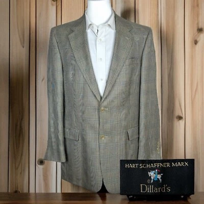 Abrigo deportivo Hart Schaffner Marx para hombre 42L beige a cuadros Foto 1 de 4