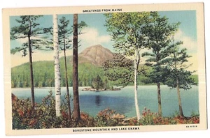 BORESTONE MOUNTAIN LAKE ONNWA Piscataquis Audubon Sanctuary Postcard ME Linen - Picture 1 of 2