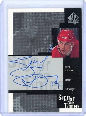 STEVE YZERMAN 1999-00 UD SP AUTHENTIC HOCKEY "Sign of Times" Autograph AUTO CARD - Image 1 of 2
