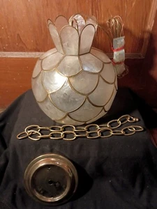 Vintage Feldman Co Capiz Shell Hanging Light With Hardware Tagged MCM - Picture 1 of 14