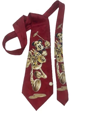 Disney Mickey Co Corbata Polo Jugador Mickey Mouse Rojo Amarillo Seda Diseño Atlas Foto 1 de 4