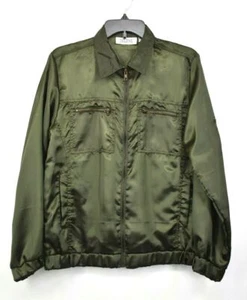 Selene Sport Women Green Long Sleeve Full Zip Cinched Hem Satin Bomber Jacket 14 - Picture 1 of 10