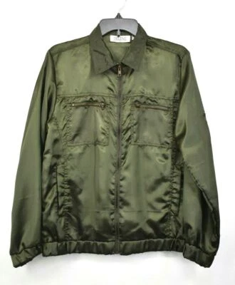 Selene Sport Women Green Long Sleeve Full Zip Cinched Hem Satin Bomber Jacket 14 - Image 1 of 4