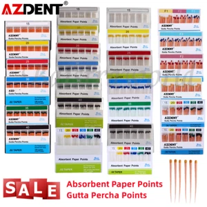 AZDENT Dental Gutta Percha Points &Absorbent Paper Points Endo Root Canal 15-40# - Picture 1 of 177