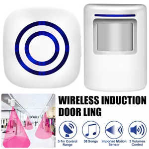 Wireless Doorbell Motion Sensor Door Chime Alarm Detector Shop Welcoming Bell UK - Picture 1 of 13